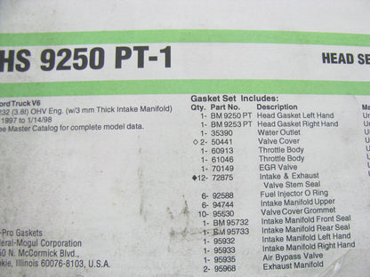 FEL-PRO HS9250PT1 Cylinder Head Gasket Set - 1997-1998 Ford Windstar 3.8L V6