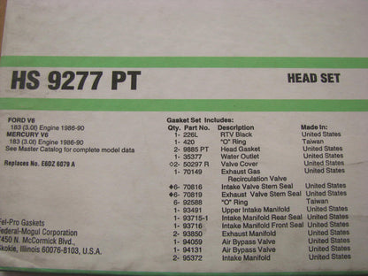 FEL-PRO HS9277PT Cylinder Head Gasket Set 86-90 Taurus Sable 3.0L V6 OHV VULCAN