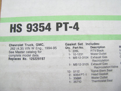 FEL-PRO HS9354PT4 Cylinder Head Gasket Set - 1994-1995 Chevrolet GMC 4.3L V6