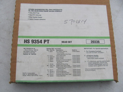 Fel-Pro HS9354PT Cylinder Head Gasket Set 85-89 Chevy GMC 4.3L V6 TRUCK & VAN