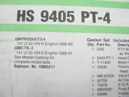 Fel-Pro HS9405PT-4 Engine Cylinder Head Gasket Set For 1988-1991 GM 2.5L-L4