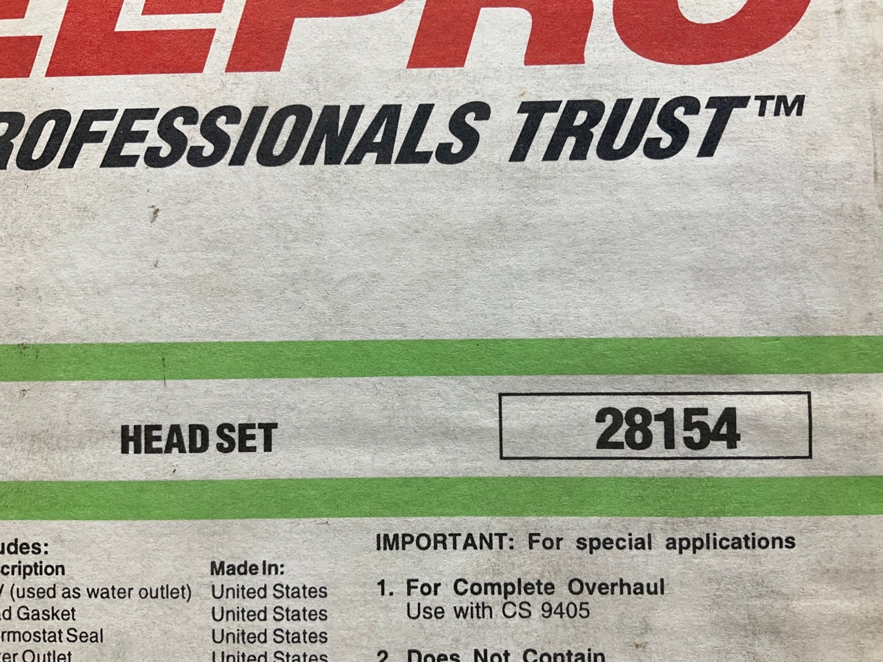 FEL-PRO HS9406PT3 Cylinder Head Gasket Set - 89-91 Buick Oldsmobile Pontiac 2.5L