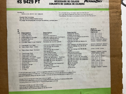 Fel-Pro HS9429PT Cylinder Head Gasket Set 85-87 Honda Prelude 86-89 Accord 2.0L