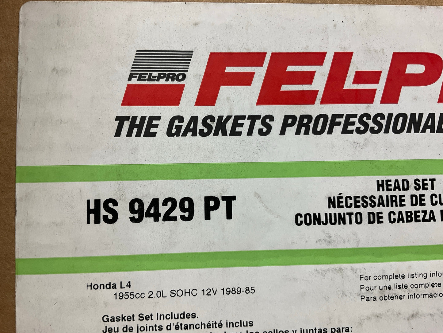Fel-Pro HS9429PT Cylinder Head Gasket Set 85-87 Honda Prelude 86-89 Accord 2.0L