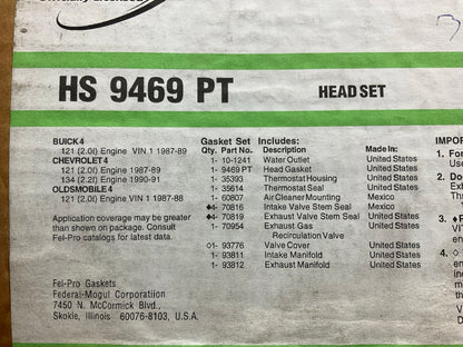 FEL-PRO HS9469PT Cylinder Head Gasket Set 87-91 Buick Chevy Oldsmobile 2.0L 2.2L