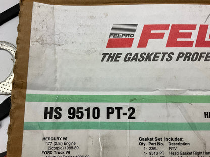 Fel-pro HS9510PT-2 Engine Cylinder Head Gasket Set - 1986-1992 Ford 2.9L 177 V6