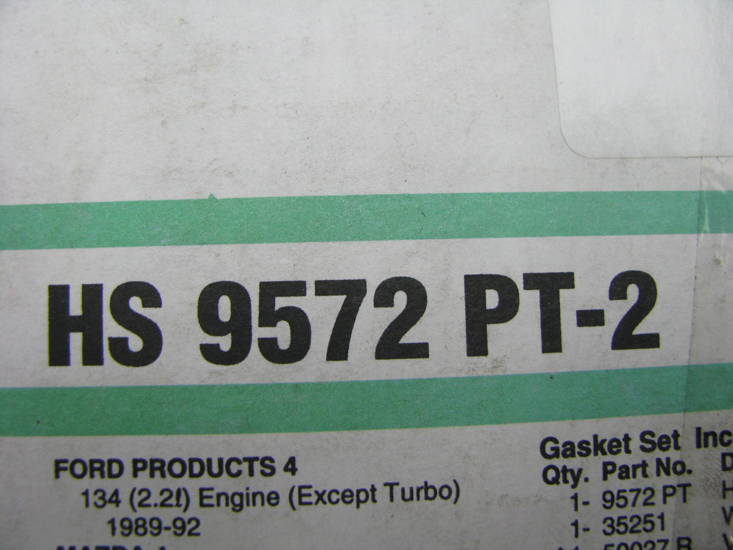 Fel-pro HS9572PT-2 Cylinder Head Gasket Set for 1989-1992 Ford Mazda 2.2L