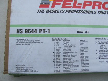 Fel-pro HS9644PT1 Cylinder Head Gasket Set - 90-95 Buick Chevy Pontiac Olds 3.8L