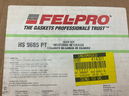 Fel-pro HS9685PT Engine Cylinder Head Gasket Set For 1989-1992 Isuzu 1.6L-L4