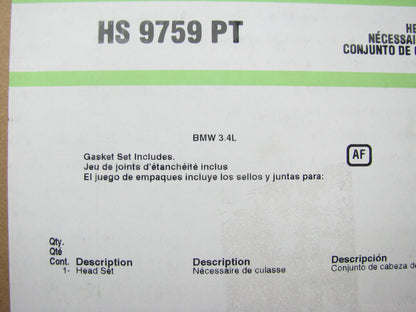 Fel-pro HS9759PT Cylinder Head Gasket Set For 1985-1993 BMW 3.5L I6