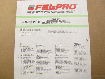 Fel-pro HS9792PT-9 Engine Cylinder Head Gasket Set For 2004-2008 Ford 4.6L-V8