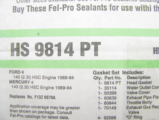 Fel-Pro HS9814PT Cylinder Head Gasket Set 1986-91 Ford Taurus 2.5L OHV