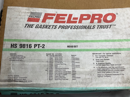 Fel-Pro HS9816PT2 Cylinder Head Gasket Set For 1997-1999 NIssan 2.0L-L4 SR20DE