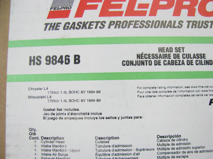 Fel-pro HS9846B Cylinder Head Gasket Set  For 1990-1994 Mitsubishi Eclipse 1.8L