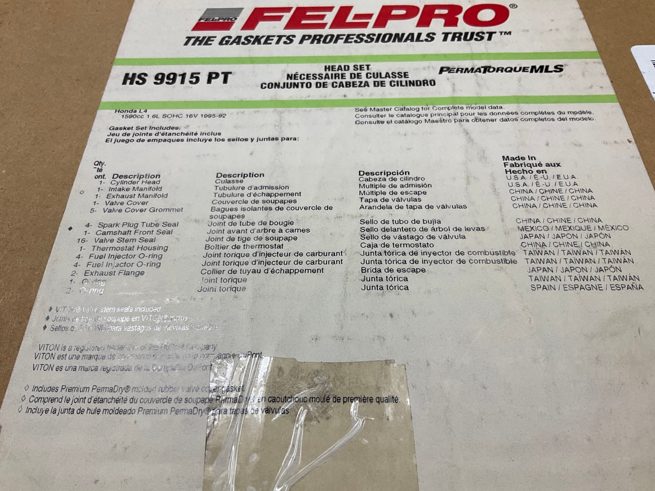Fel-Pro HS9915PT Cylinder Head Gasket Set For 1992-1995 Honda Civic 1.6L-L4