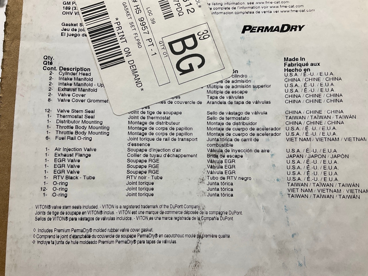 Fel-pro HS9957PT-1 Cylinder Head Gasket Set 1999-2003 GM Chevy Buick 3.1L V6 OHV
