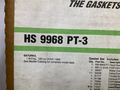 Fel-pro HS9968PT3 Cylinder Head Gasket Set - 1999 Saturn SC2, SL2, SW2 1.9L DOHC