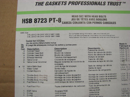 Fel-pro HSB8723PT8 Cylinder Head Gasket Set - 1986-1987 Olds Buick Pontiac 3.8L