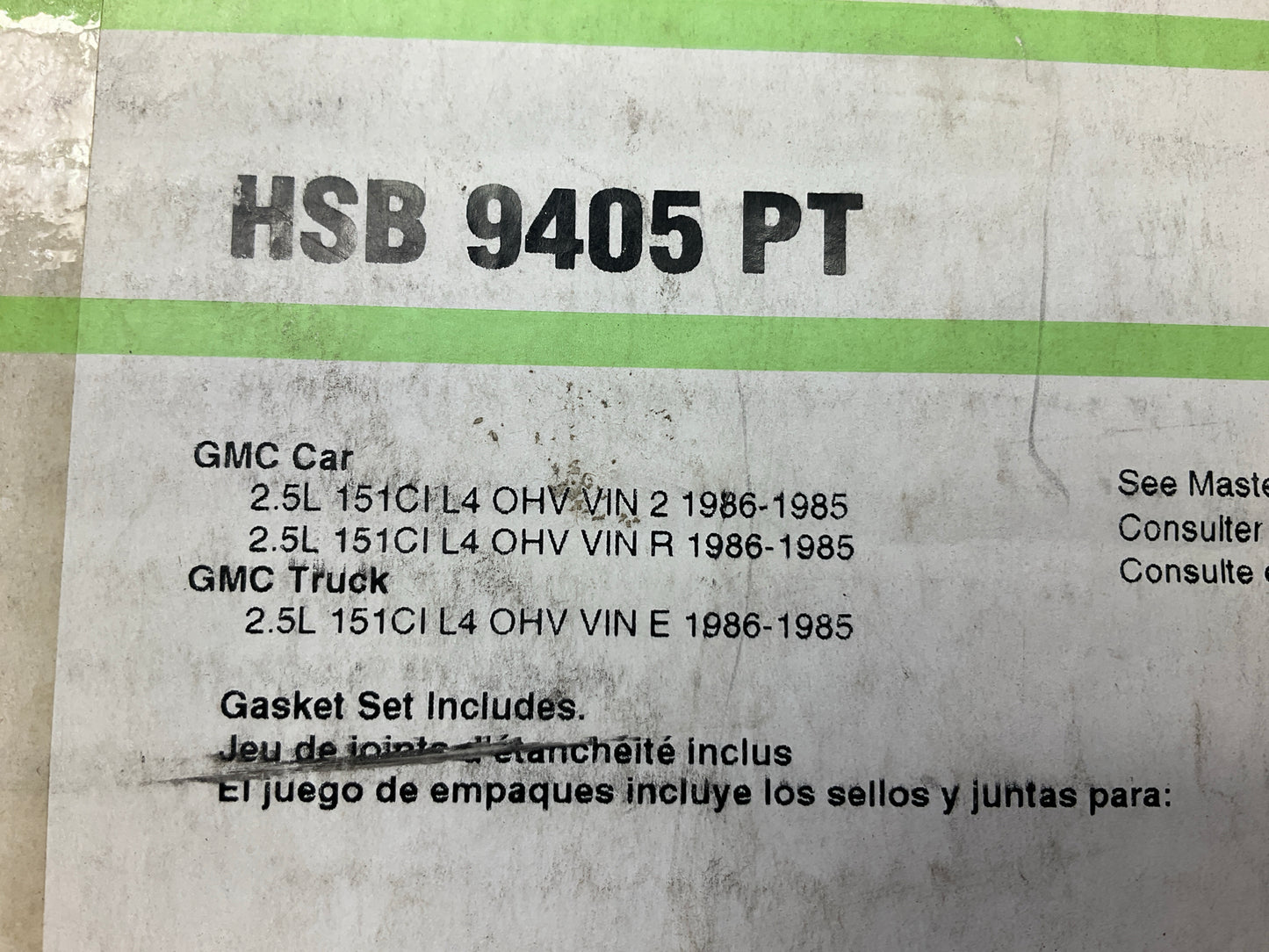 Fel-pro HSB9405PT Cylinder Head Gasket Set W/ Head Bolts 85-86 GM 2.5L IRON DUKE