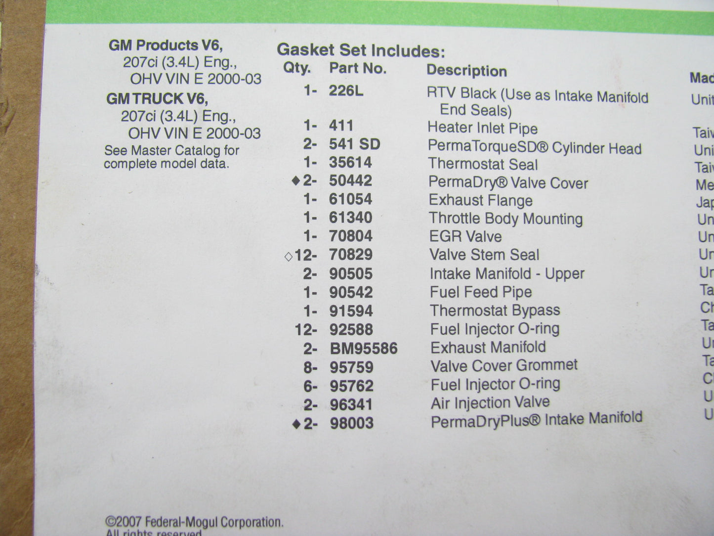 Fel-pro HST9071PT-1 Engine Cylinder Head Gasket Set For 2000-2003 GM 3.4L V6