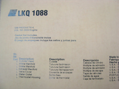 COMES AS SHOWN Fel-pro LKQ1088 Engine Cylinder Head Gasket Set 1980-1993 GM 2.5L