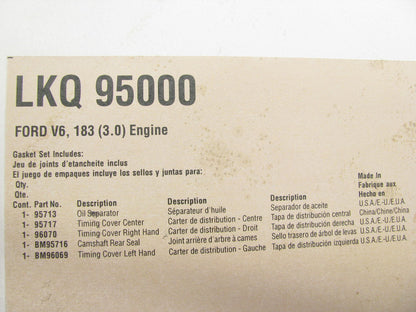 Fel-pro LKQ95000 Timing Cover Gasket Set - Ford DURATEC 3.0L DOHC