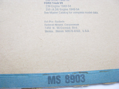 Fel-pro MS8903 LOWER Engine Intake Manifold Gasket For 48-53 Ford 239 255 L-HEAD