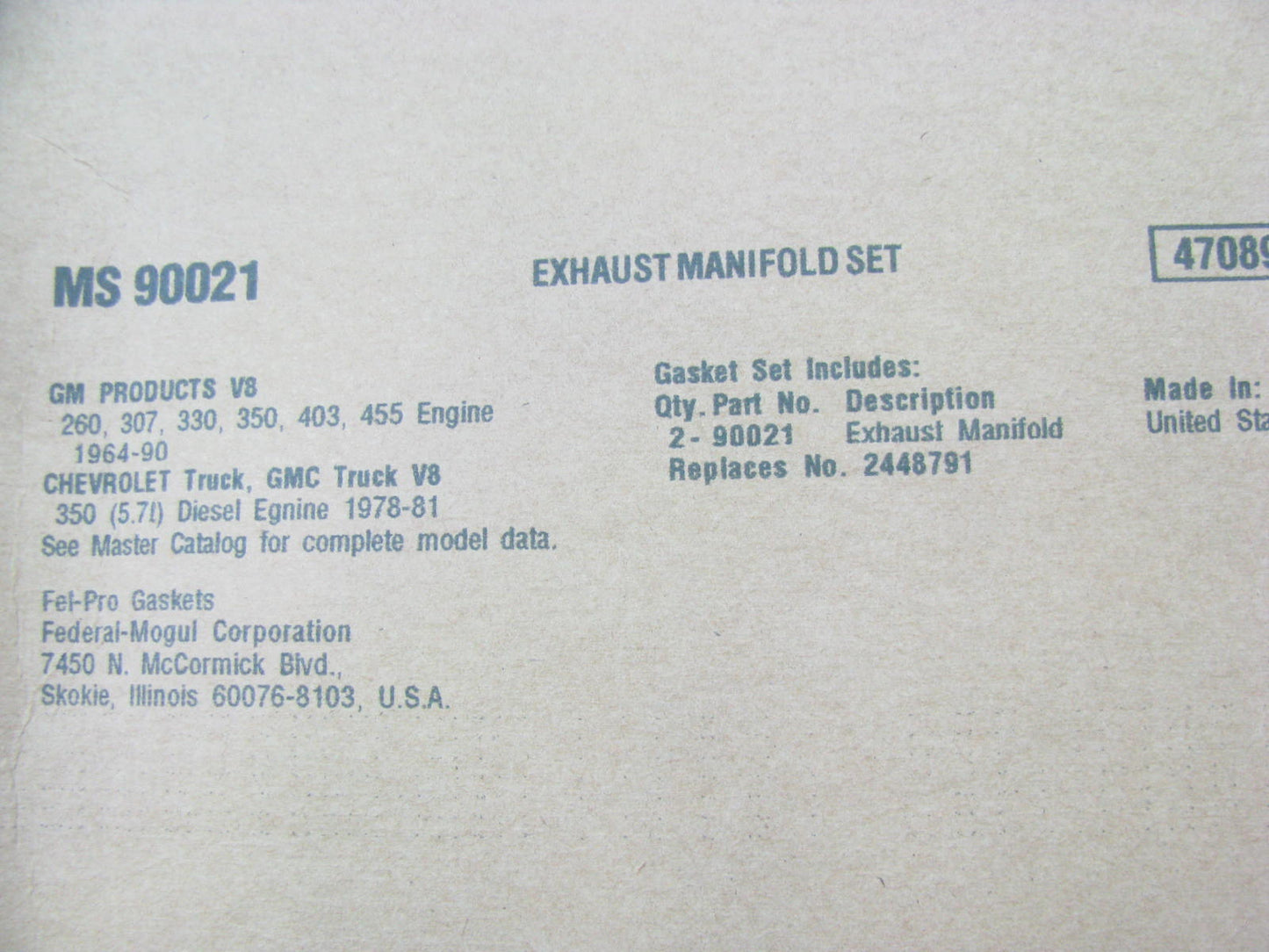 Fel-Pro MS90021 Exhaust Manifold Gasket 64-90 Oldsmobile 260 307 330 350 403 455