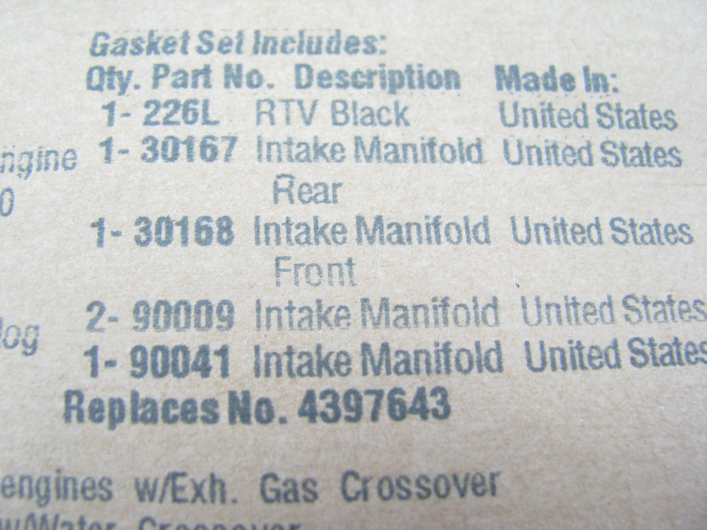 Fel-Pro MS90041-1 Intake Manifold Gasket Set For 1967-1990 Dodge 318 360 V8