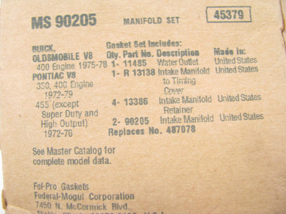 Fel-Pro MS90205 Intake Manifold Gasket Set 1972-79 Pontiac 350 400 455 V8