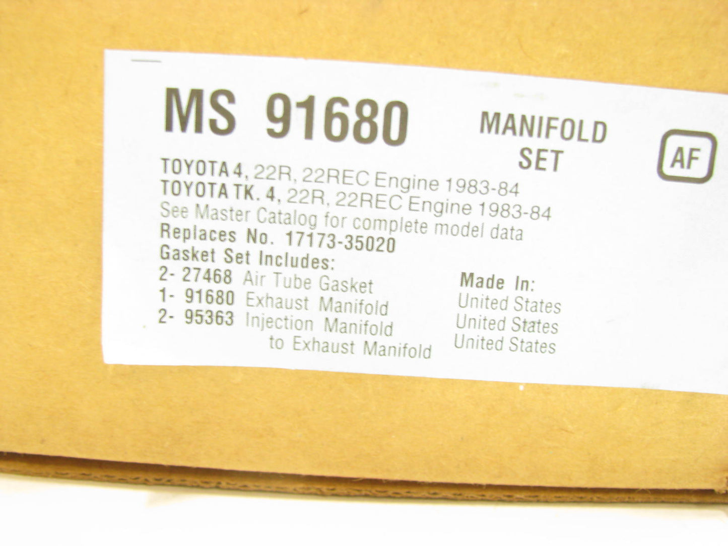 Fel-pro MS91680 Exhaust Manifold Gasket Set 1983-84 Toyota 2.4L 4-CYLINDER 22R