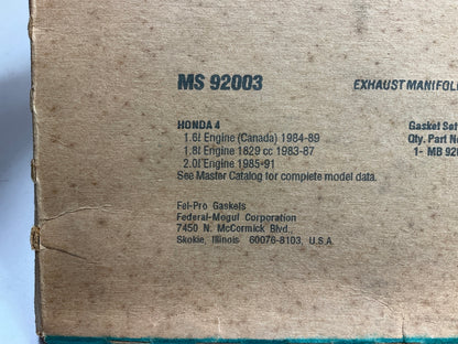 Fel-Pro MS92003 Exhaust Manifold Gasket 1983-90 Honda 1.6L 1.8L 2.0L I4