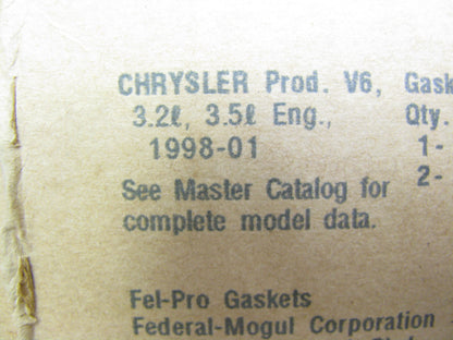 Fel-Pro MS92165Intake Manifold Gasket Set For 1998-2010 Chrysler 3.2L 3.5L-V6
