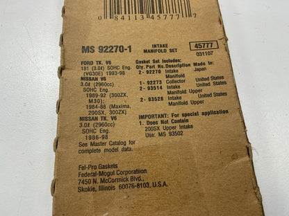 Fel-Pro MS92270-1 Intake Manifold Gasket Set For 1984-1989 Nissan Z31 300ZX VG30