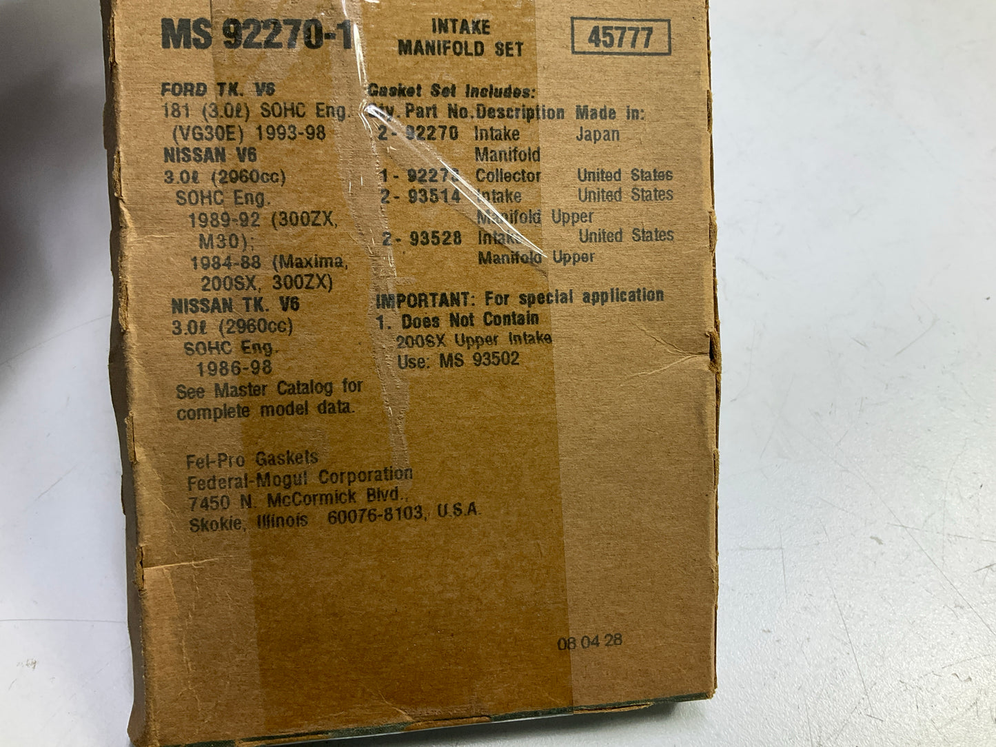 Fel-Pro MS92270-1 Intake Manifold Gasket Set For 1985-1988 Nissan Maxima VG30
