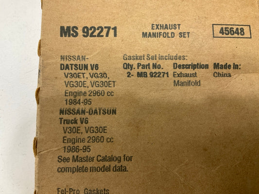 Fel-Pro MS92271 Exhaust Manifold Gasket Set For 1986-94 Nissan D21 3.0L V6 VG30