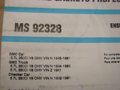 Fel-pro MS92328 Intake Manifold Gasket Set - 1981-1985 GM, 350 V8 DIESEL ONLY