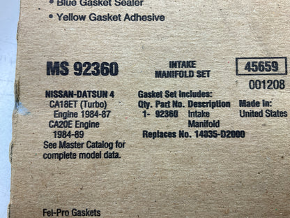 Fel-pro MS92360 LOWER Intake Manifold Gasket For 84-89 Nissan 1.8L 2.0L I4