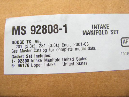 Fel-Pro MS92808-1 Engine Intake Manifold Gasket Set For 2007-10 Chrysler VW 3.8L