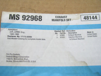 Fel-Pro MS92968 Exhaust Manifold Gasket Set 1985-95 Toyota 2.4L 22RE 22R TOYOTA