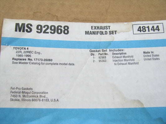 Fel-Pro MS92968 Exhaust Manifold Gasket Set 1985-95 Toyota 2.4L 22RE 22R TOYOTA