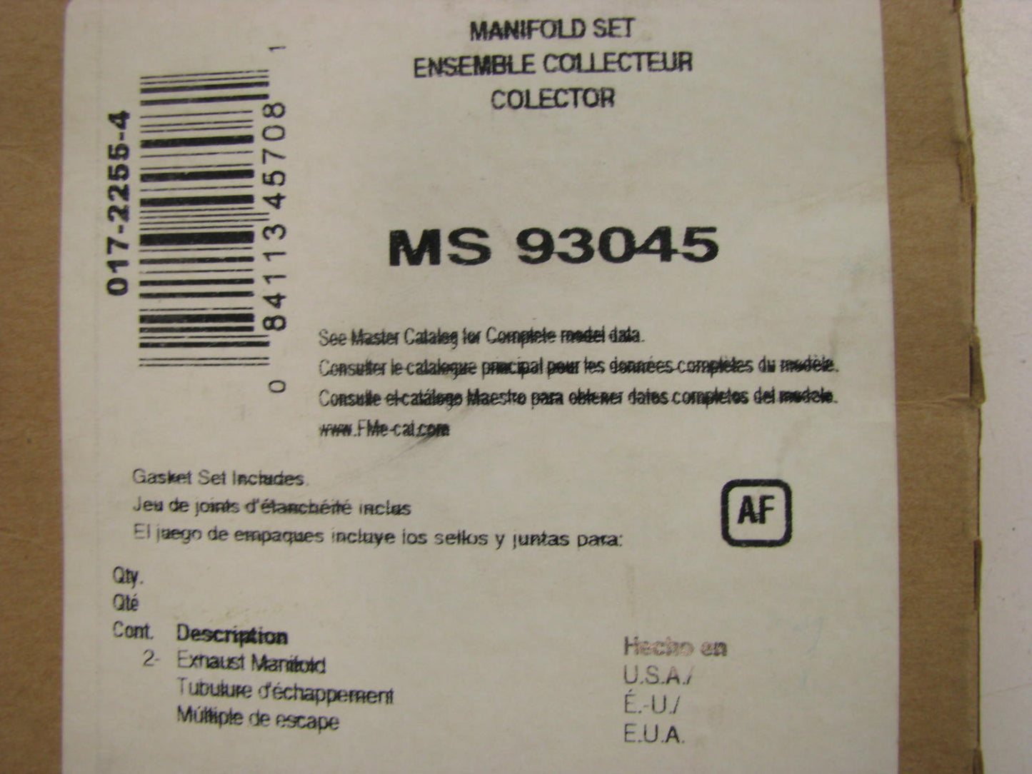 Fel-pro MS93045 Exhaust Manifold Gasket Set For 1985-1988 Pontiac Fiero 2.8L-V6