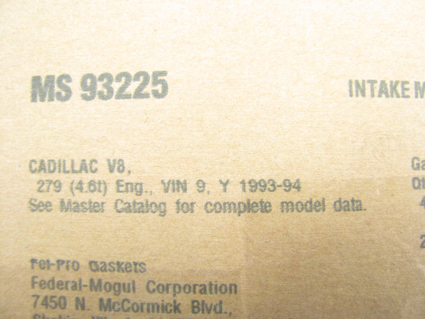 Fel-pro MS93225 Engine Intake Manifold Gasket Set 1993-1994 Cadillac 4.6L V8