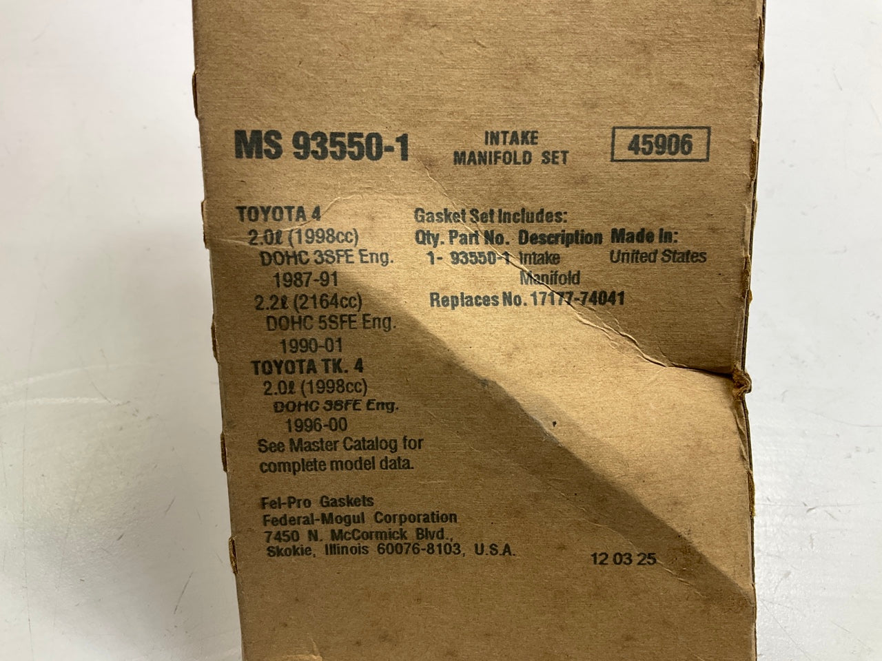 Fel-Pro MS93550-1 Intake Manifold Gasket For 1987-2001 Toyota 2.0L 2.2L
