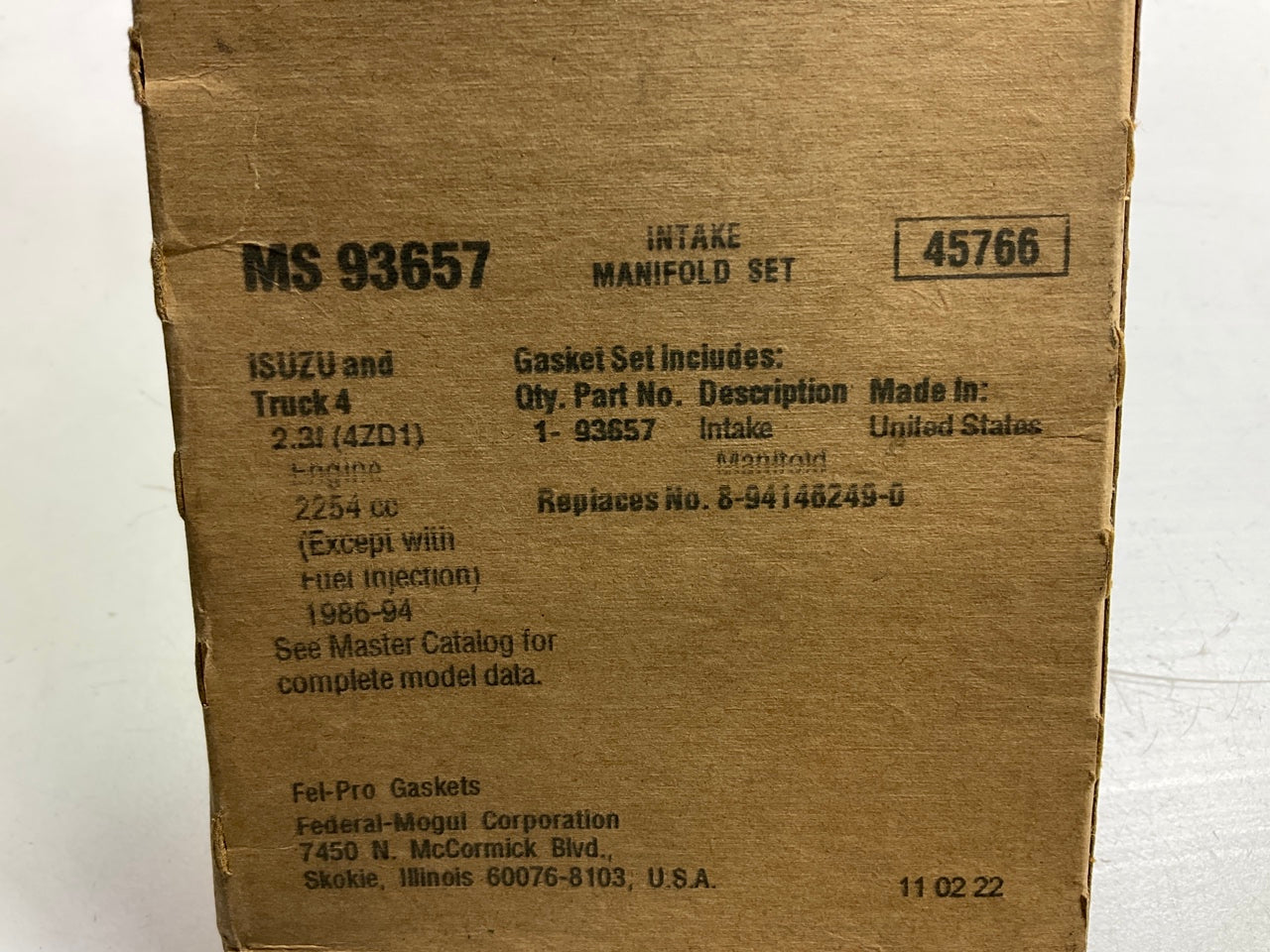 Fel-pro MS93657 Upper Engine Intake Manifold Gasket