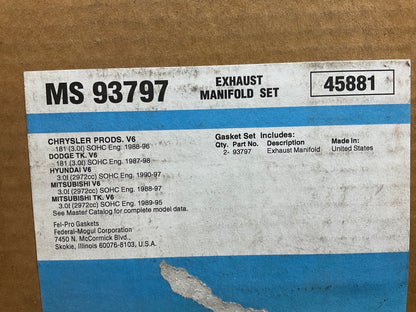 FEL-PRO MS93797 Exhaust Manifold Gasket For 1987-1998 Dodge 3.0L 181 V6