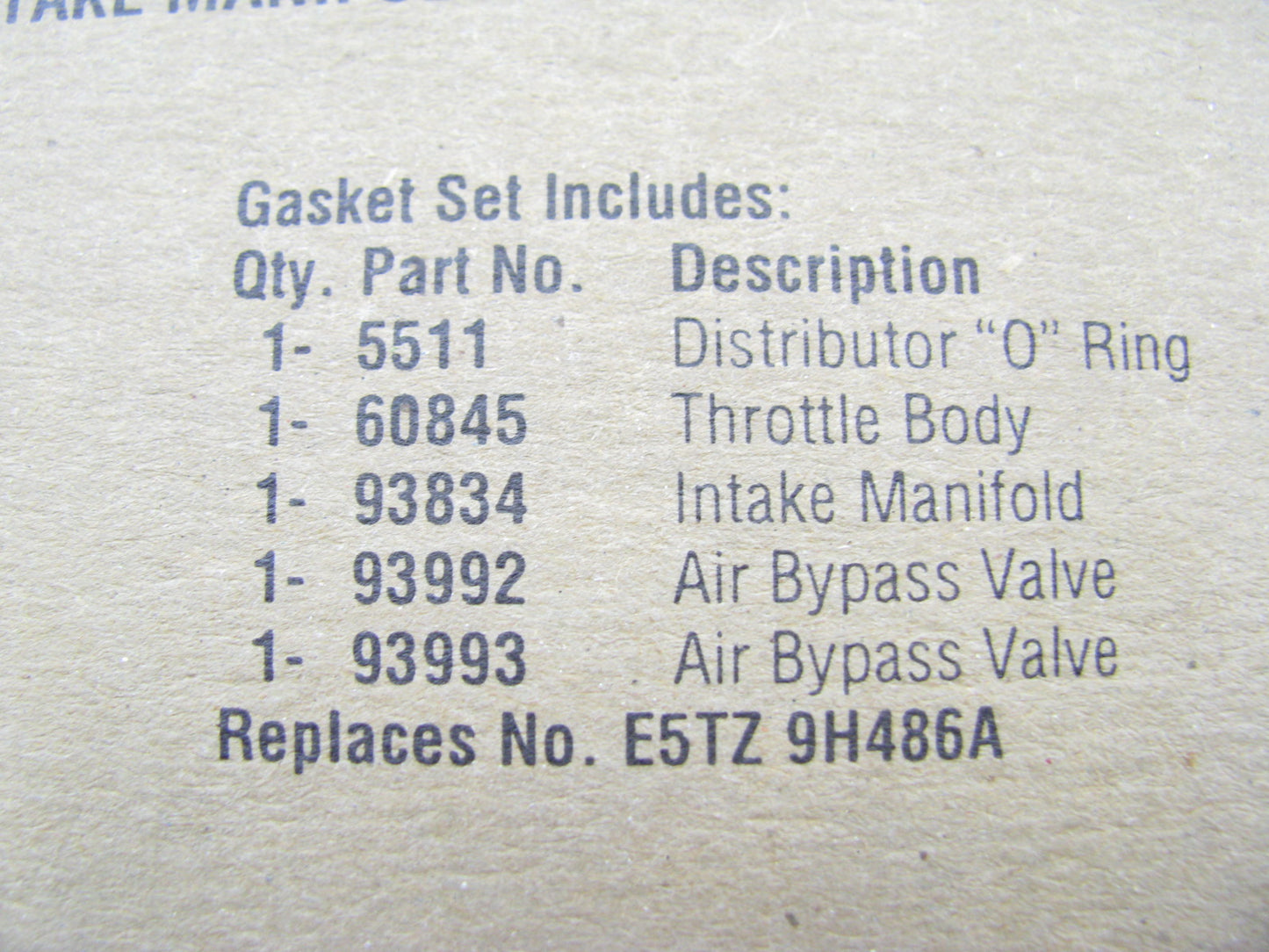 Fel-pro MS93834 UPPER Fuel Injection Plenum Gasket Set 1985-96 Ford 5.0L 302 V8