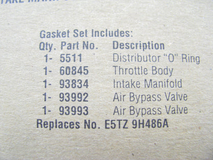Fel-pro MS93834 UPPER Fuel Injection Plenum Gasket Set 1985-96 Ford 5.0L 302 V8