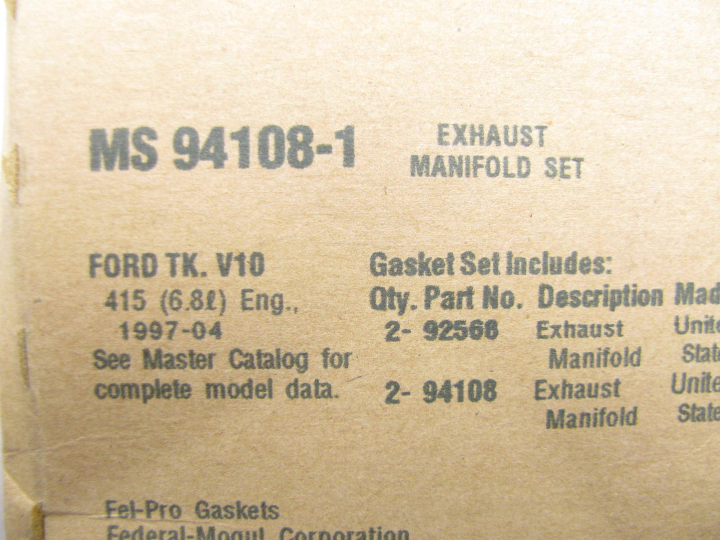 Fel-pro MS94108-1 Exhaust Manifold Gasket Set 1997-2017 Ford 6.8L-V10