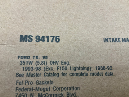 FEL-PRO MS94176 Fuel Injection Plenum Upper Gasket - 1988-1997 Ford 351 V8